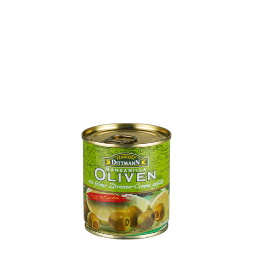 4431 Feinkost Dittmann Manzanilla-Oliven grün gefüllt mit Lemon-Creme 85g