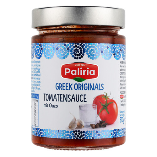 Paliria Greek originals Tomatensauce mit Ouzo im Glas 310 g