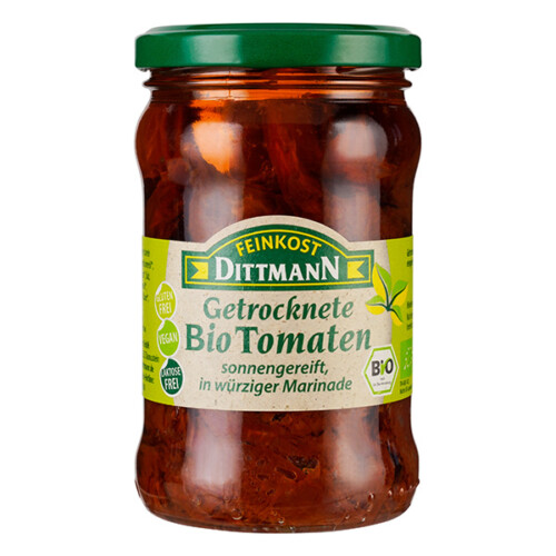 Feinkost Dittmann Getrocknete Bio Tomaten sonnengereift in würziger Marinade im Glas 285 g