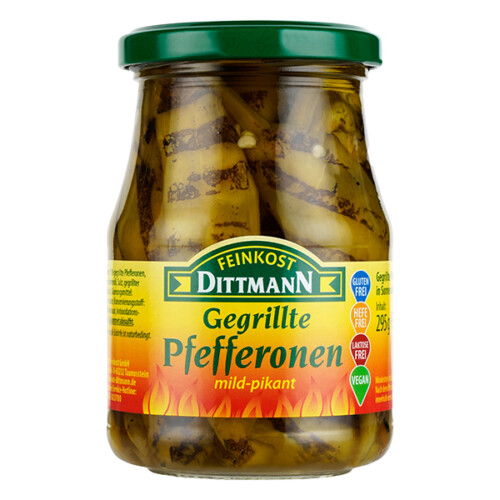 Feinkost Dittmann Gegrillte Pfefferonen mild pikant im Glas 295 g