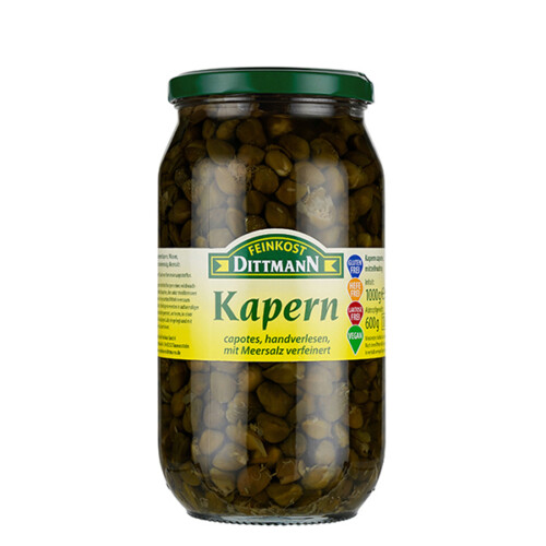 3100 Feinkost Dittmann Kapern Mittelfrucht carpotes mit Meersalz 600g