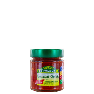 Feinkost Dittmann Sambal Oelek neue Rezeptur aus handgepflückten Chilischoten im Glas 130 g
