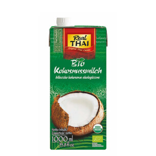 Real Thai Bio Kokosnussmilch im Pappkarton mit Deckel 1000 ml