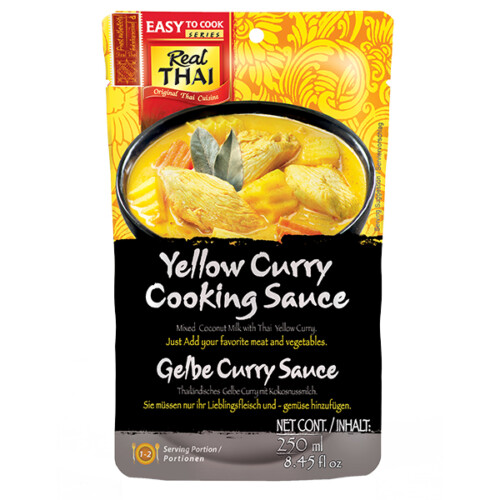 Real Thai Yellow Curry Cooking Sauce Sie müssen nur ihr Lieblingsfleisch und Lieblingsgemüse hinzufügen 1 bis 2 Portionen Plastiktüte 250 ml