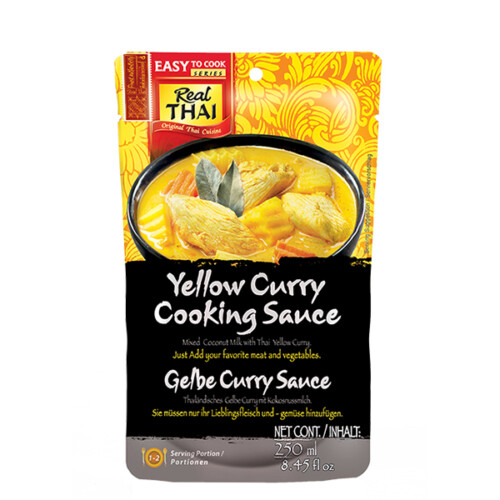 Real Thai Yellow Curry Cooking Sauce Sie müssen nur ihr Lieblingsfleisch und Lieblingsgemüse hinzufügen 1 bis 2 Portionen Plastiktüte 250 ml