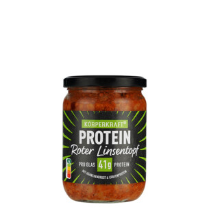 Körperkraft Protein Roter Linsentopf mit Hähnchenbrust und Erbsenprotein pro Glas 41 g Protein im Glas 530 g