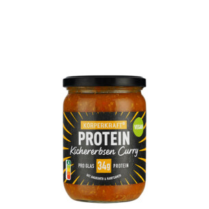 Körperkraft Protein Kichererbsen Curry Vegan mit Amaranth und Hanfsamen pro Glas 34 g Protein im Glas 530 g