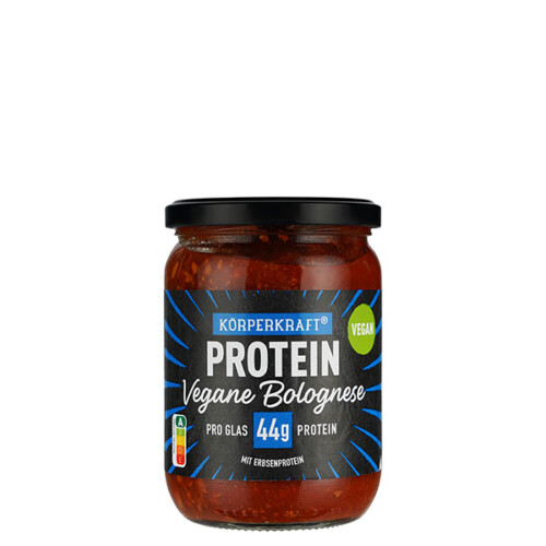 Körperkraft Protein Vegane Bolognese mit Erbsenprotein pro Glas 44 g Protein im Glas 530 g