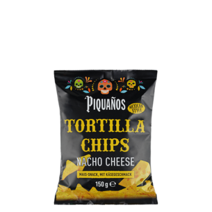 Piquanos Tortilla Chips Nacho Cheese Mais Snack mit Käsegeschmack Mexican Style in Plastiktüte 150 g