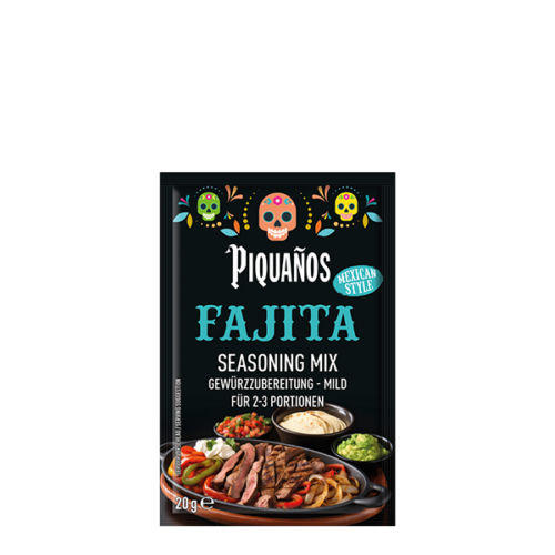 Piquanos Fajita Seasoning Mix Gewürzzubereitung Mild für 2 bis 3 Portionen Mexican Style 20 g