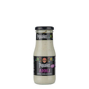 Piquanos Aioli Sauce cremige Knoblauchsauce Mexican Style in Glasflasche 250 ml