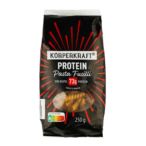 Körperkraft Protein Pasta Fusilli Pro Beutel 73 g Protein Garzeit 8 Minuten im Beutel 250 g