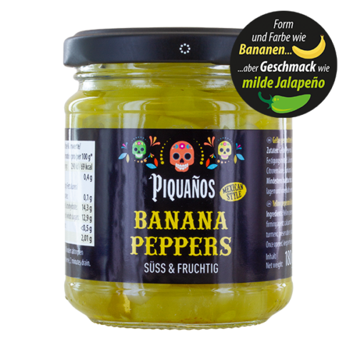 Piquanos Banana Peppers Neu Süß und fruchtig Mexican Style im Glas 180 g