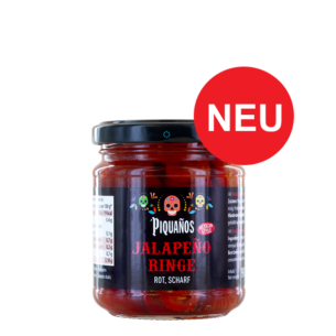 Piquanos Jalapeno Ringe Neu Rot Scharf Mexican Style im Glas 190 g